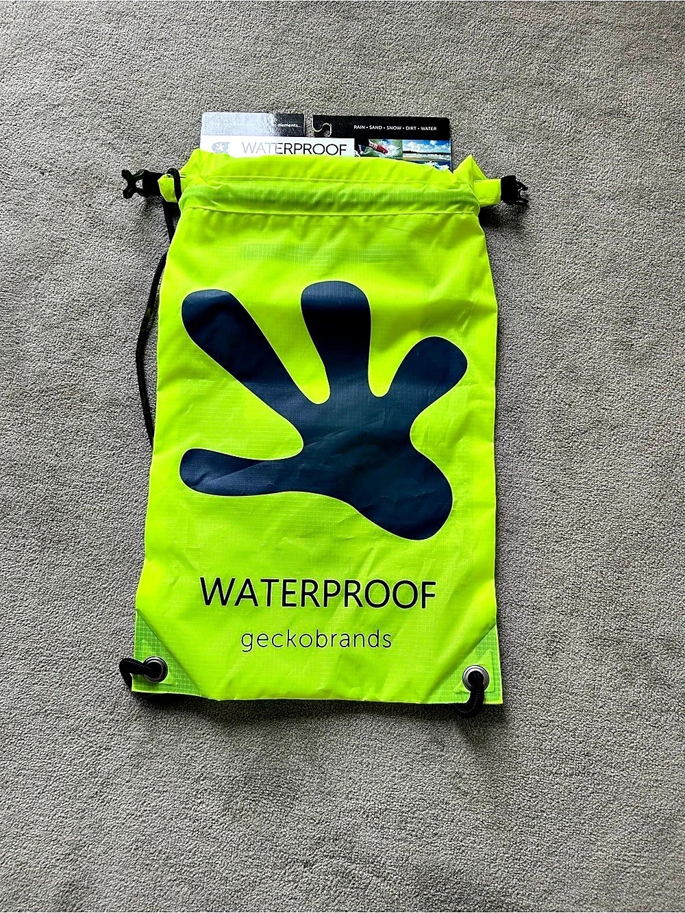 geckobrands Waterproof Drawstring Backpack Green NWT